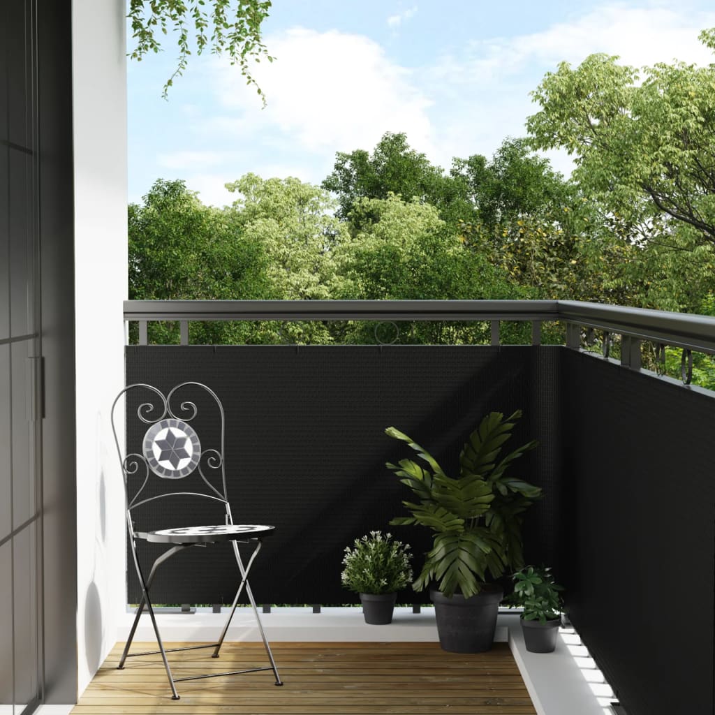 Pantalla de balcón Vidaxl 400x90 cm Poly Rattan negro