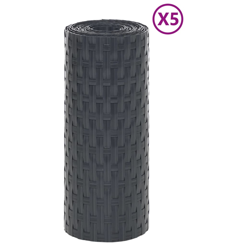 Vidaxl Balkonskærme 5 St 255x19 cm Poly Rattan Anthracite -farvet