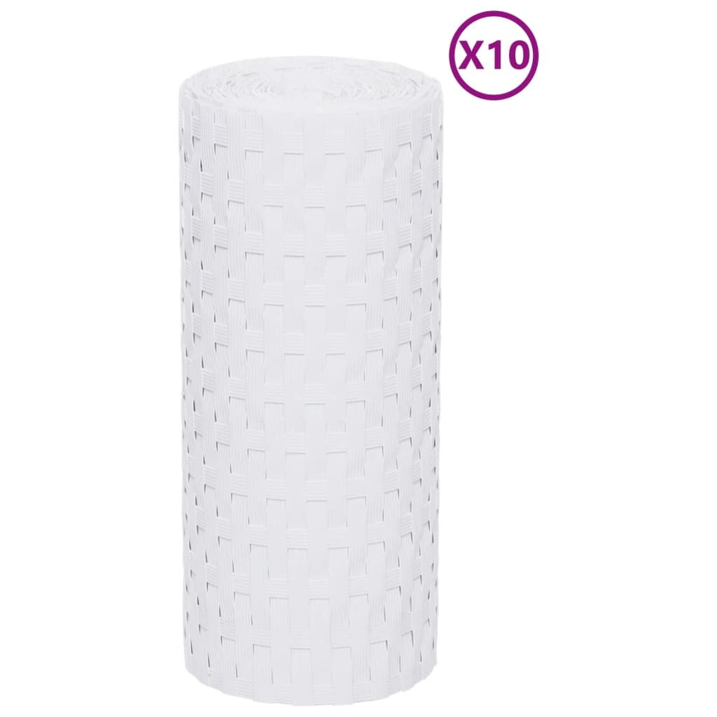 Vidaxl balkongskjermer 10 St 255x19 cm Poly Rattan White