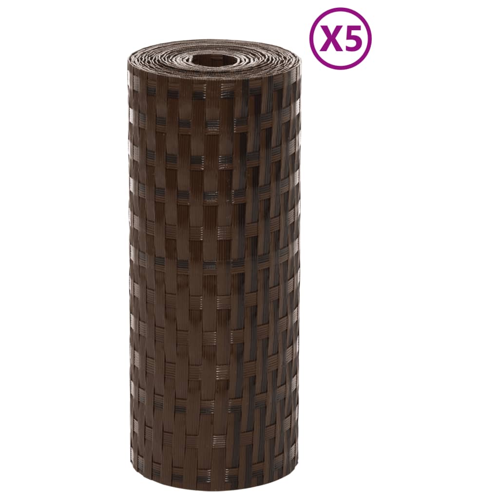 Vidaxl balkonskærme 5 St 255x19 cm poly rattan brun og sort