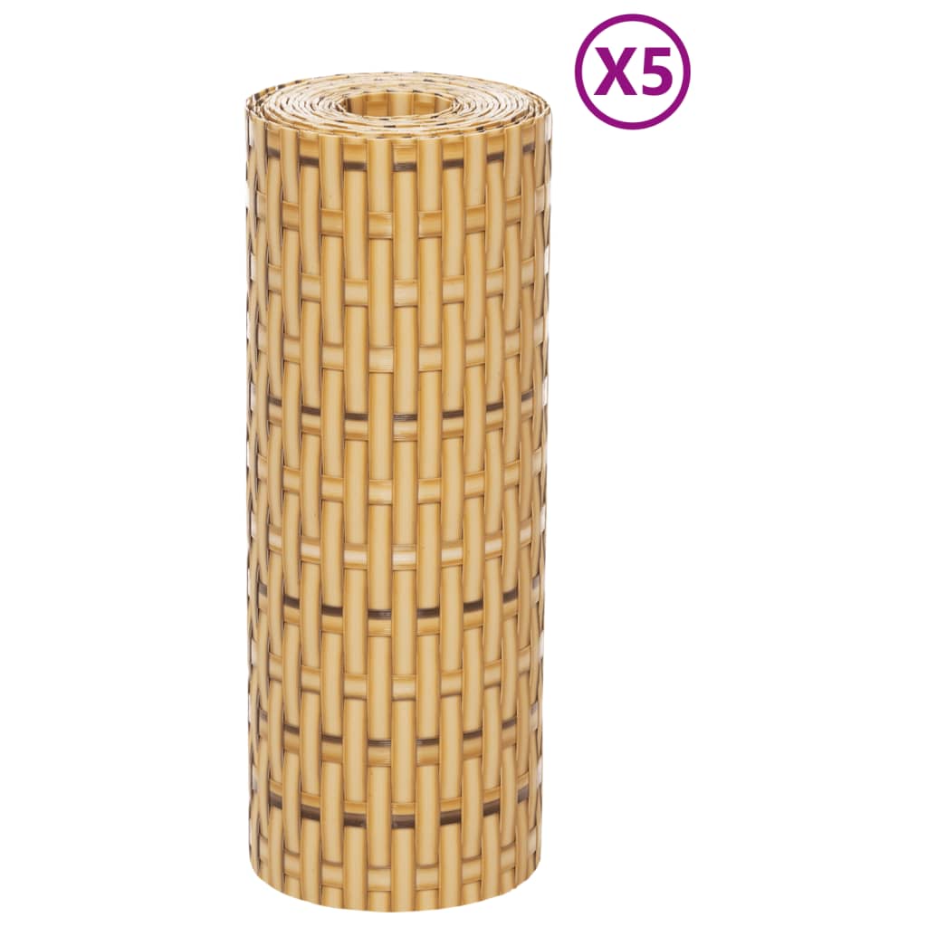 Vidaxl Balcony Screens 5 St 255x19 cm Poly Rattan Light Brown