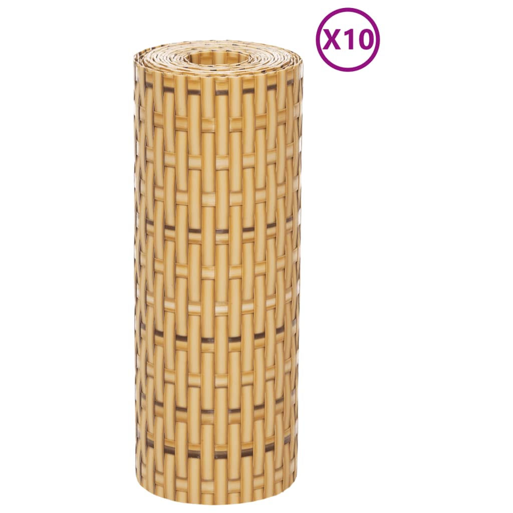 Vidaxl Balcony screens 10 st 255x19 cm Poly Rattan light brown