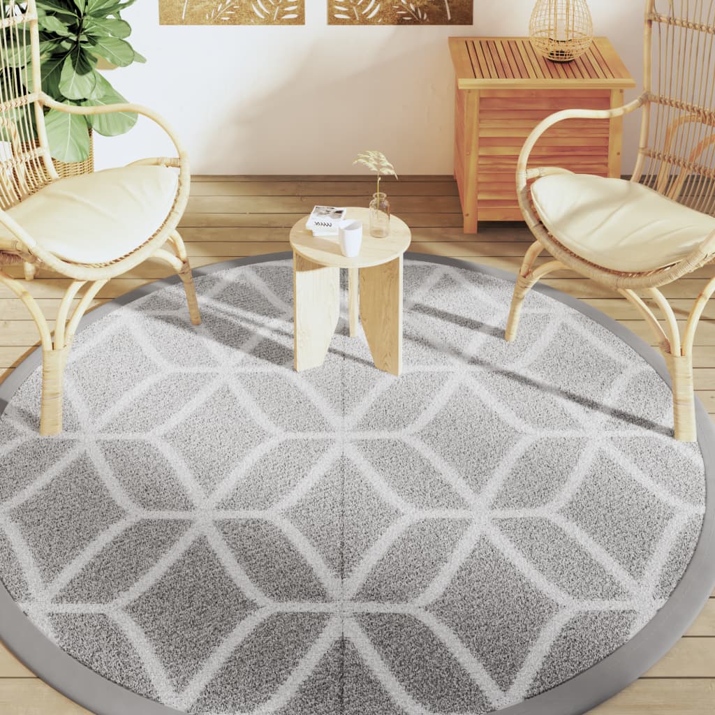 Vidaxl à l'extérieur du tapis Arakil Ø 200 cm Gray en polypropène