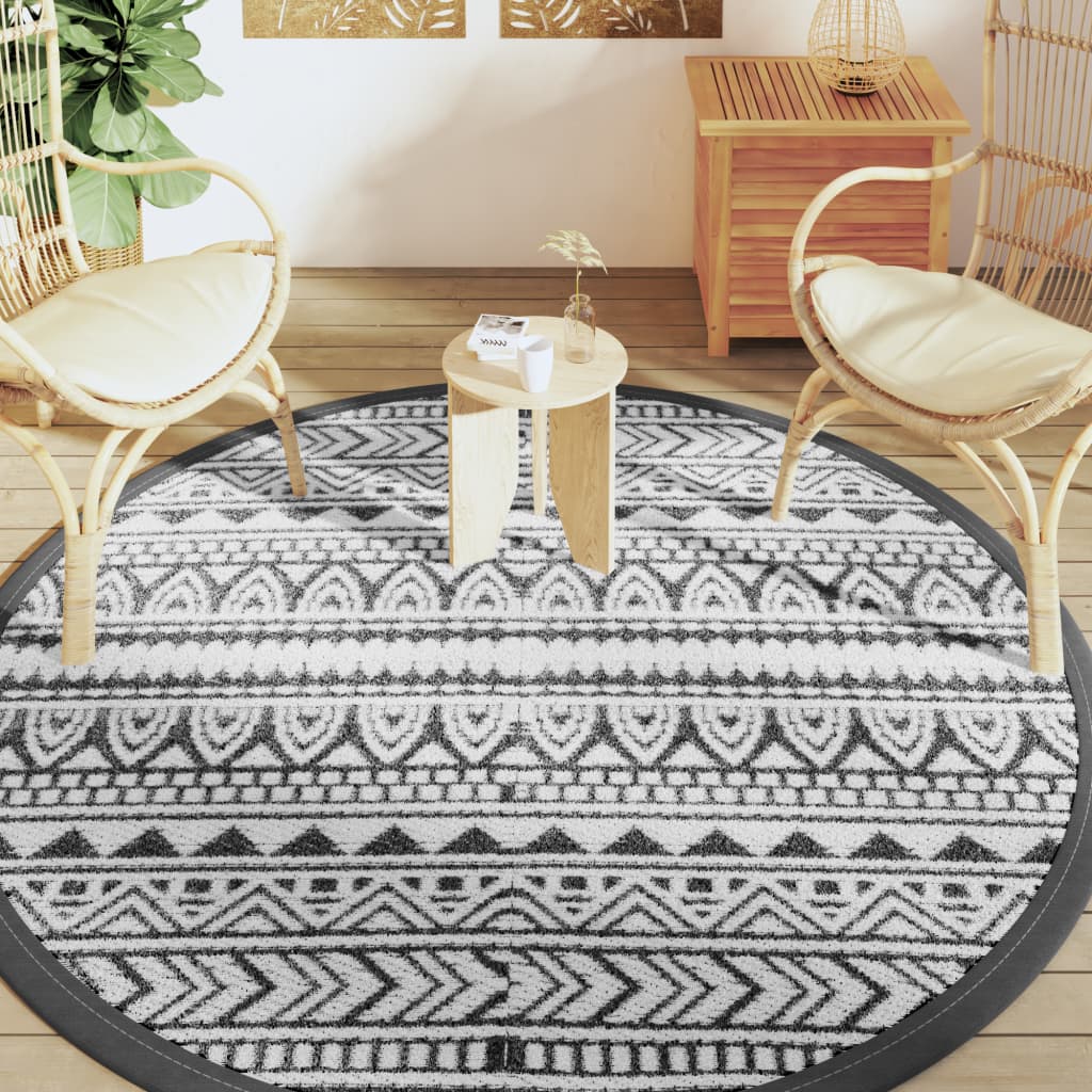 Vidaxl Tapis extérieur Arakil Ø 200 cm Polypropène noir