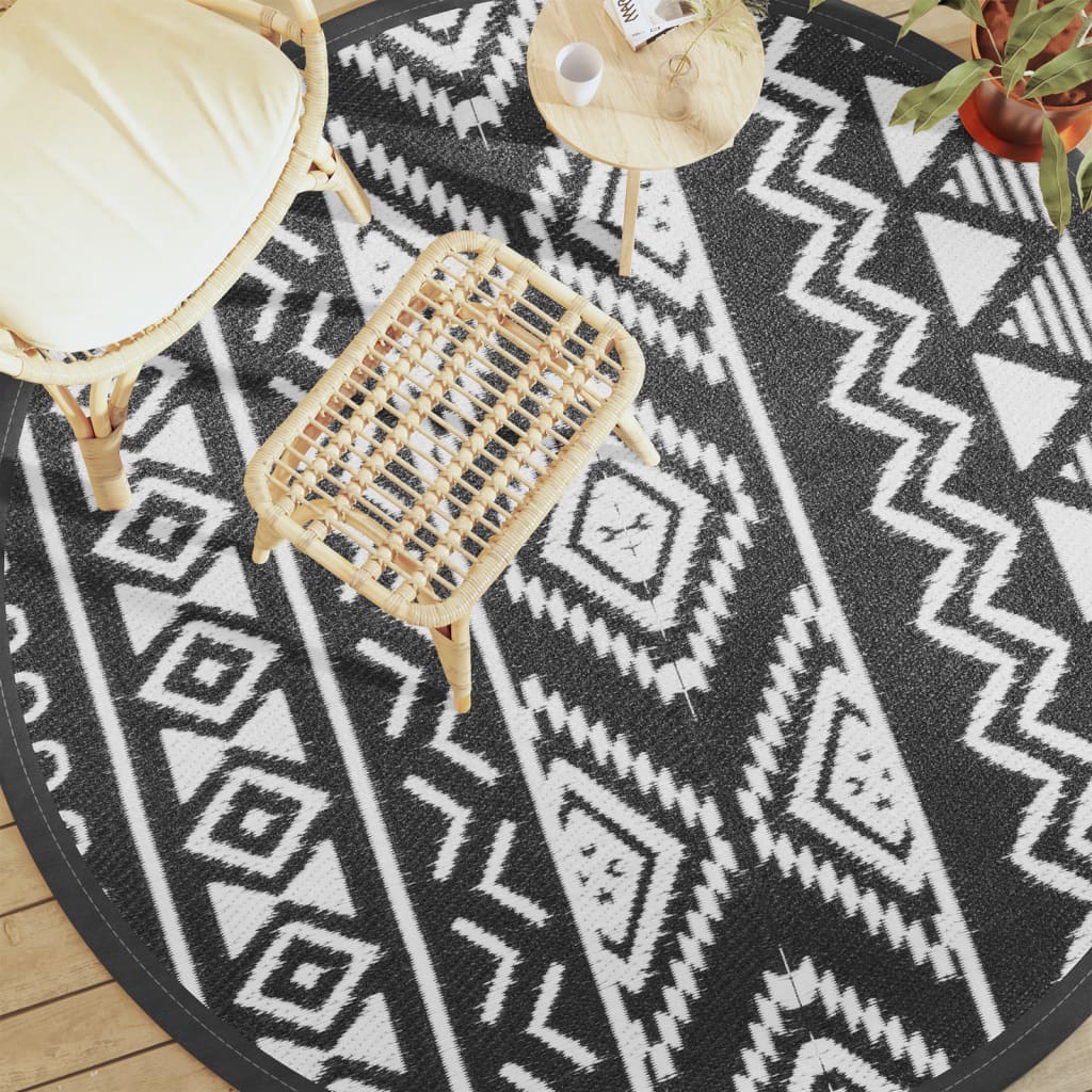 Vidaxl outdoor carpet arakil Ø 200 cm Polypropene black