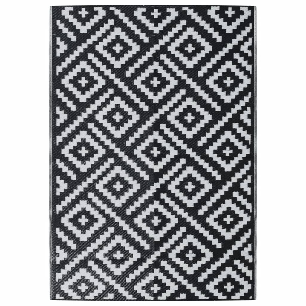 Vidaxl buitenkleed arakil 140x200 cm polypropeen wit en zwart
