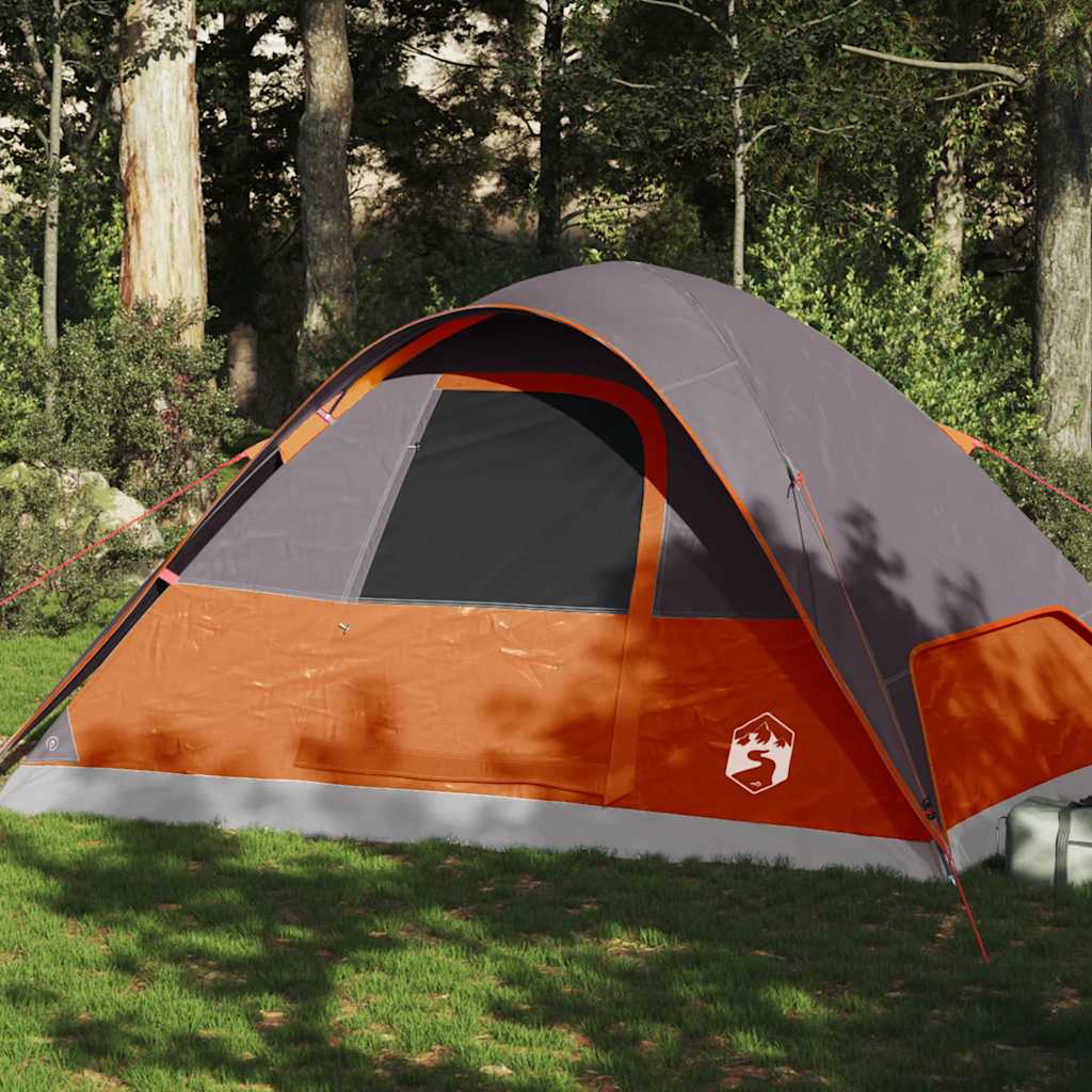 Vidaxl Dome Tent de 6 personas impermeables grises y naranja