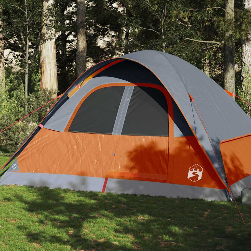 Vidaxl dome tente 6 personnes étanche gris et orange