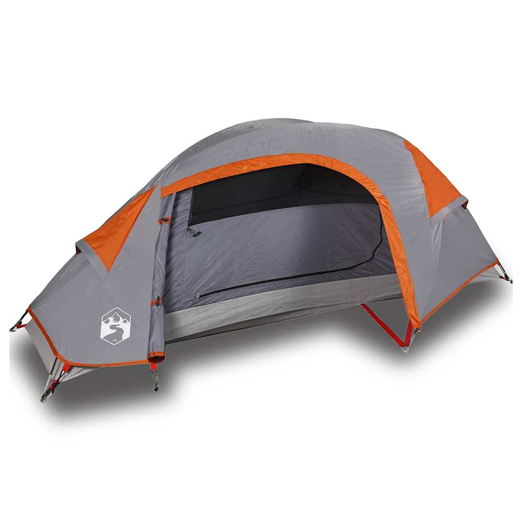 Vidaxl Dome Tenda a 1 persona impermeabile grigio e arancione