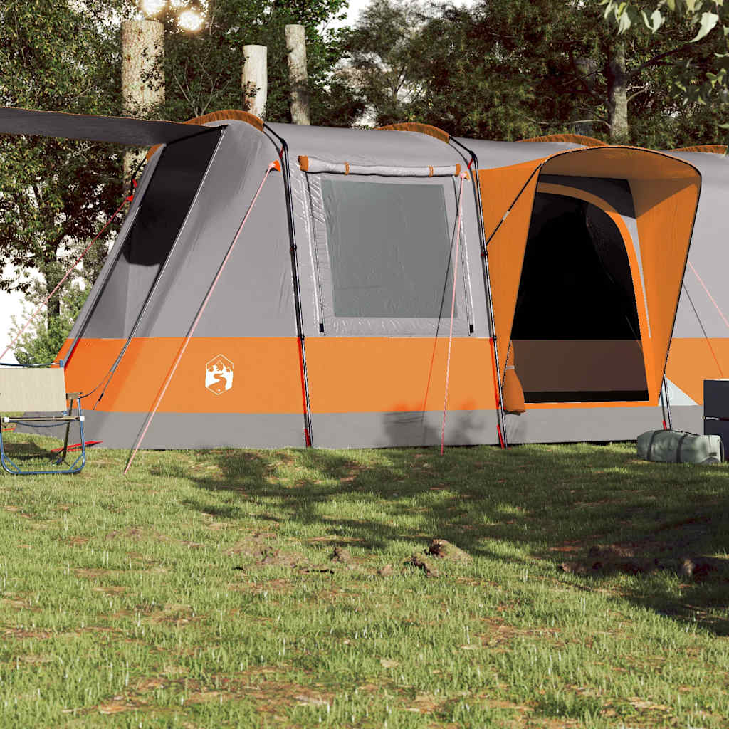 Vidaxl Tunnel Tenda di 4 persone impermeabile grigio e arancione