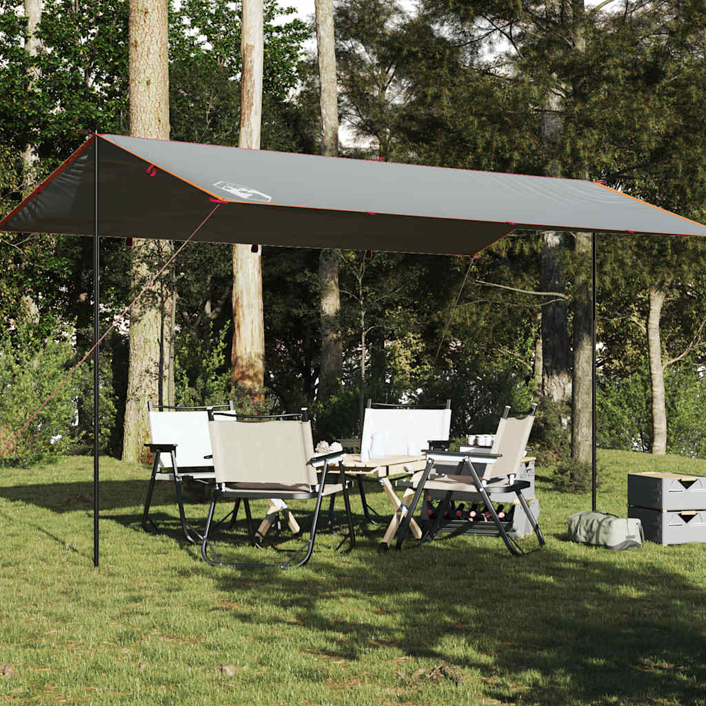 Vidaxl Camping Canvas étanche 500x294 cm gris et orange