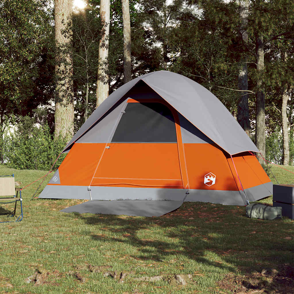 Vidaxl dome tente 3 personnes étanche gris et orange