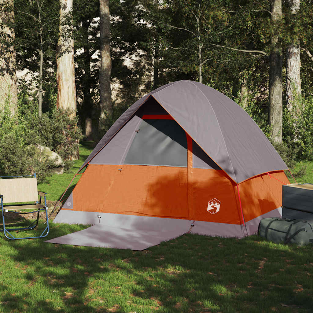 Vidaxl Dome Tent 4-Persona impermeable gris y naranja