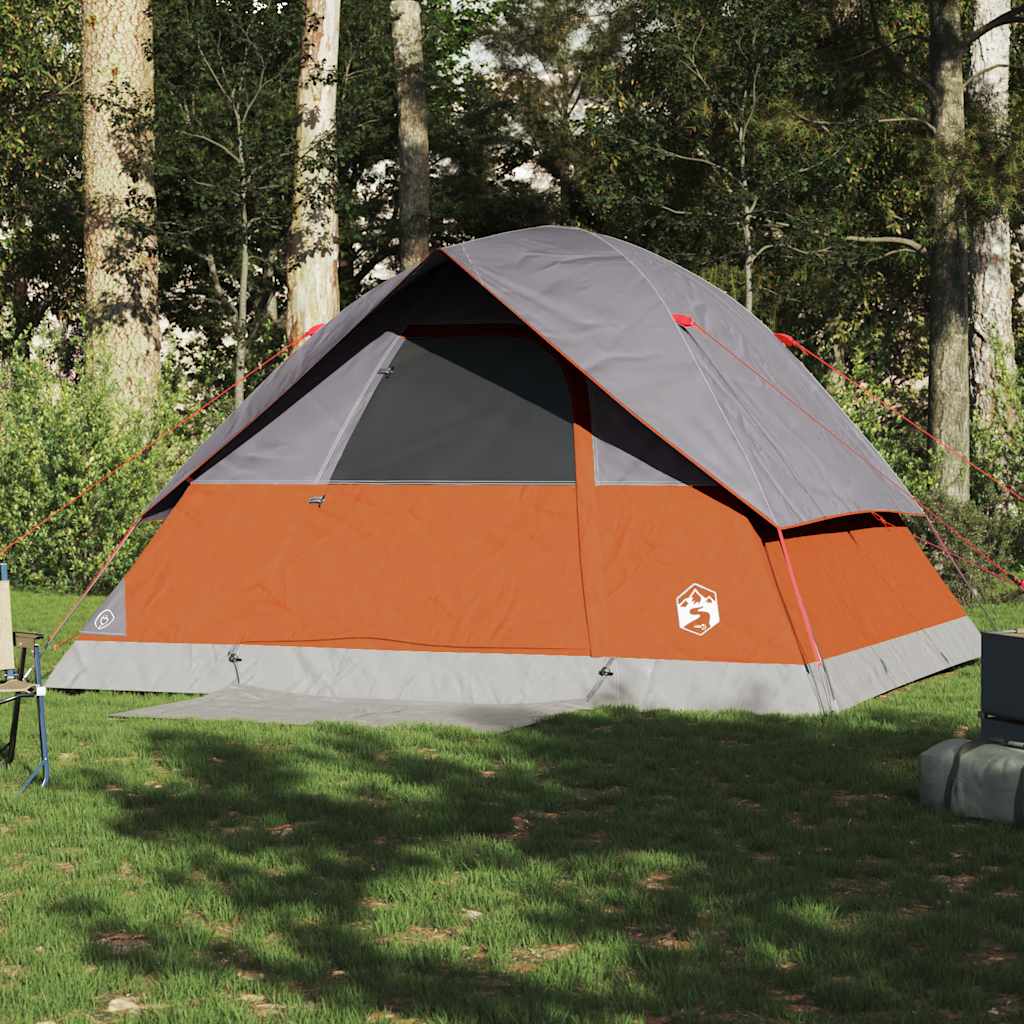 Vidaxl Dome Tent de 6 personas impermeables grises y naranja