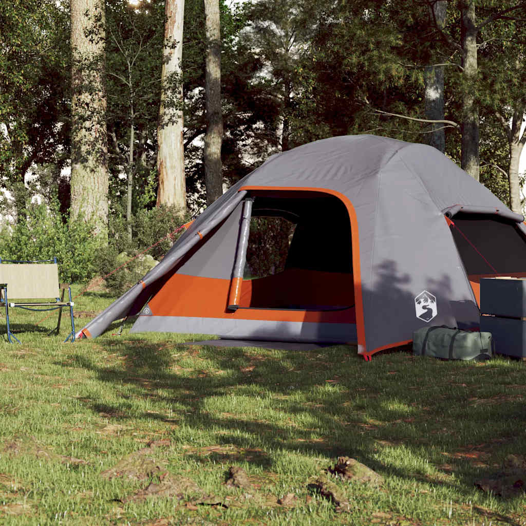 Vidaxl Dome Tent 4-osobowy wodoodporny szary i pomarańczowy