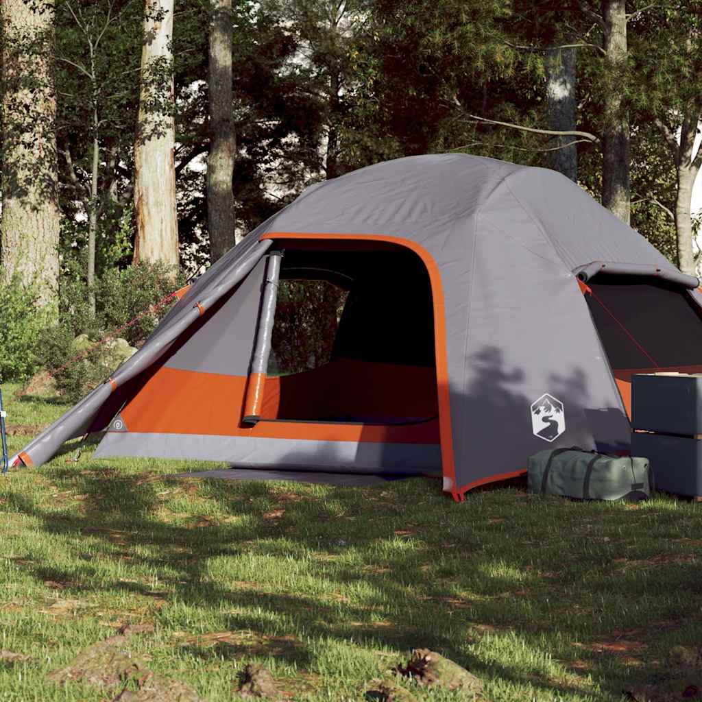 Vidaxl Dome Stan 4-Person Waterproof Grey and Orange