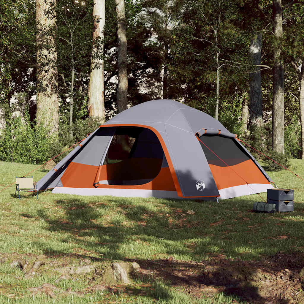 Vidaxl Dome Stan 6-Person Waterproof Grey and Orange