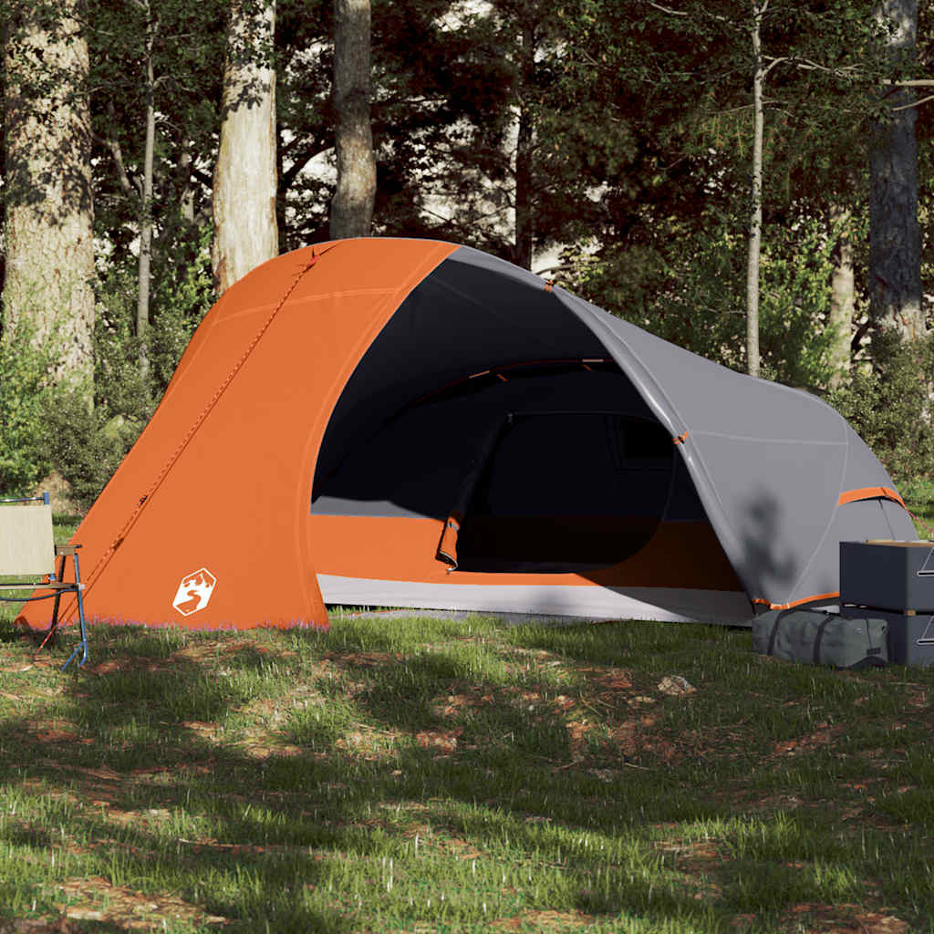 Vidaxl dome tente 4 personnes étanche gris et orange