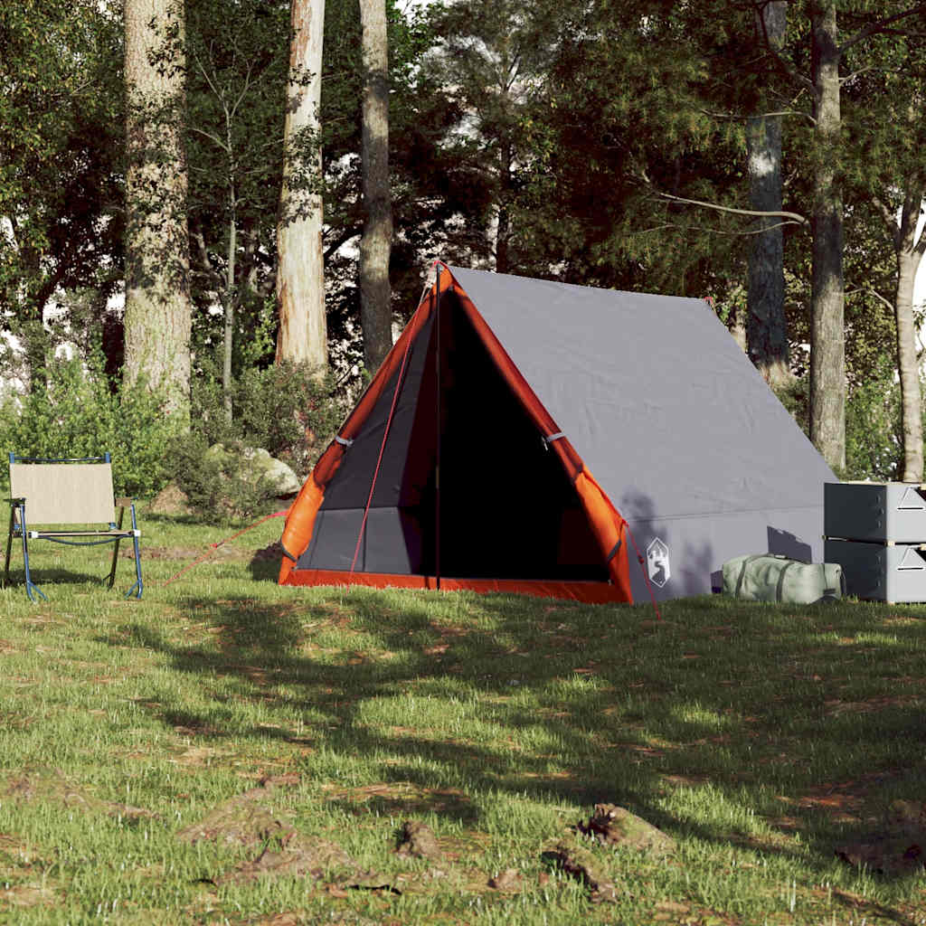 Tenda Vidaxl A-frame per 2 persone impermeabile grigio e arancione