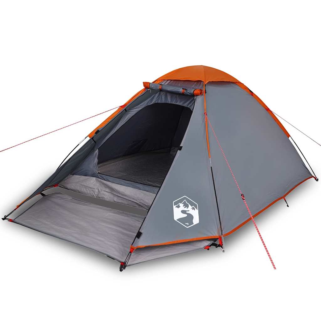 Vidaxl dome tente 2 personnes étanche gris et orange