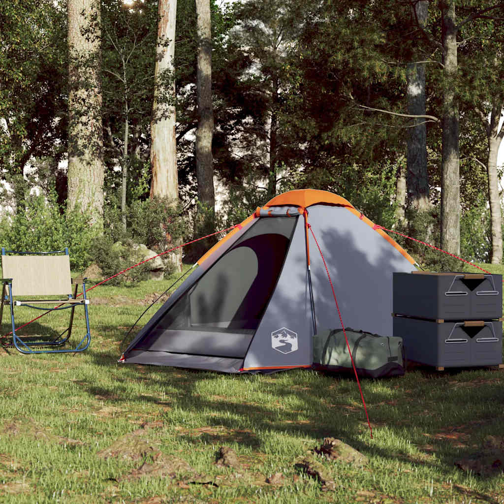 Vidaxl dome tente 2 personnes étanche gris et orange