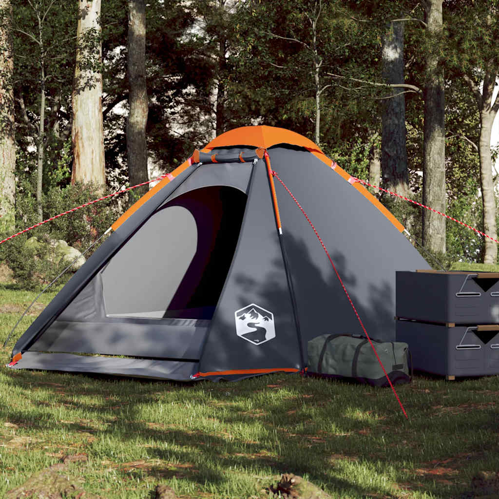 Vidaxl Dome Stan 4-Person Waterproof Grey and Orange