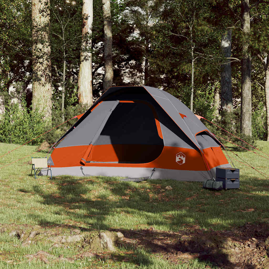 Vidaxl dome tente 6 personnes étanche gris et orange