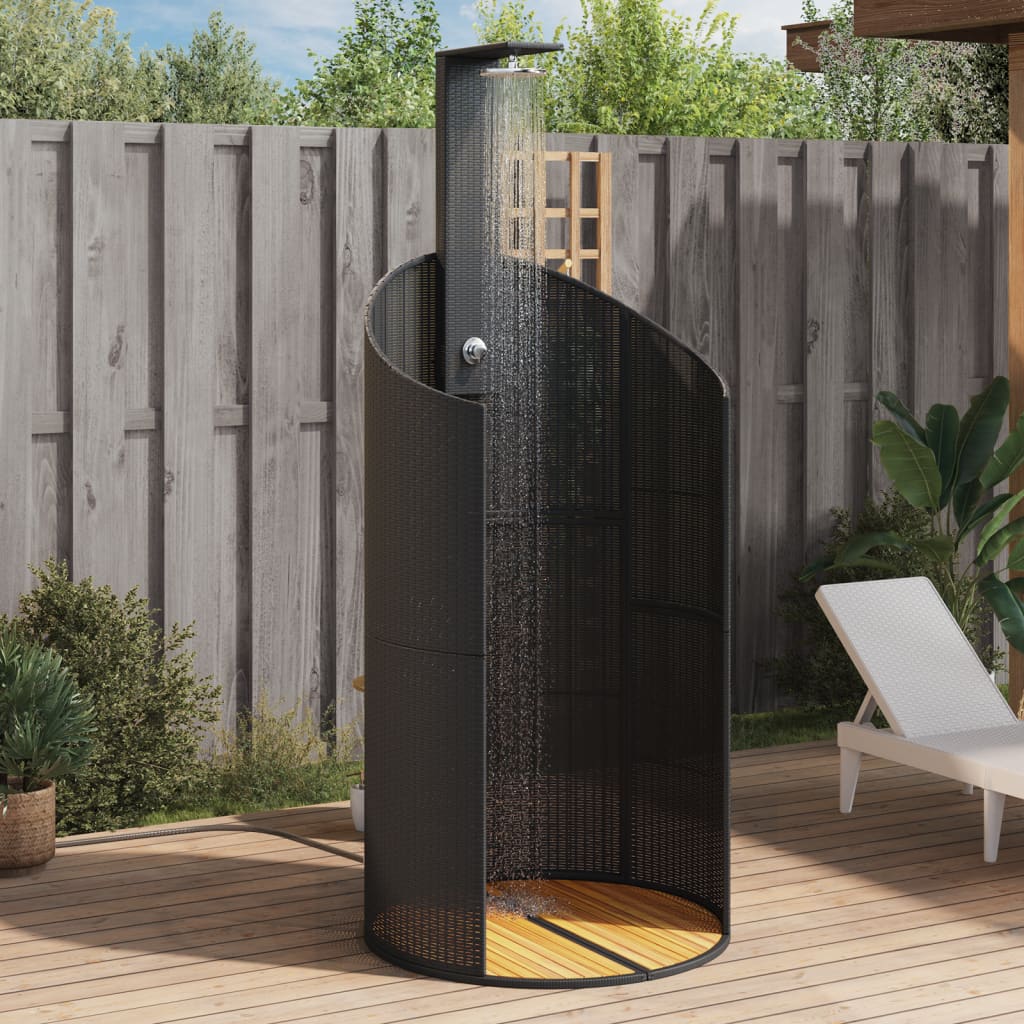 Vidaxl Outdoor Shower 100x100x241,5 cm Poly rattan i acaciahout czarny