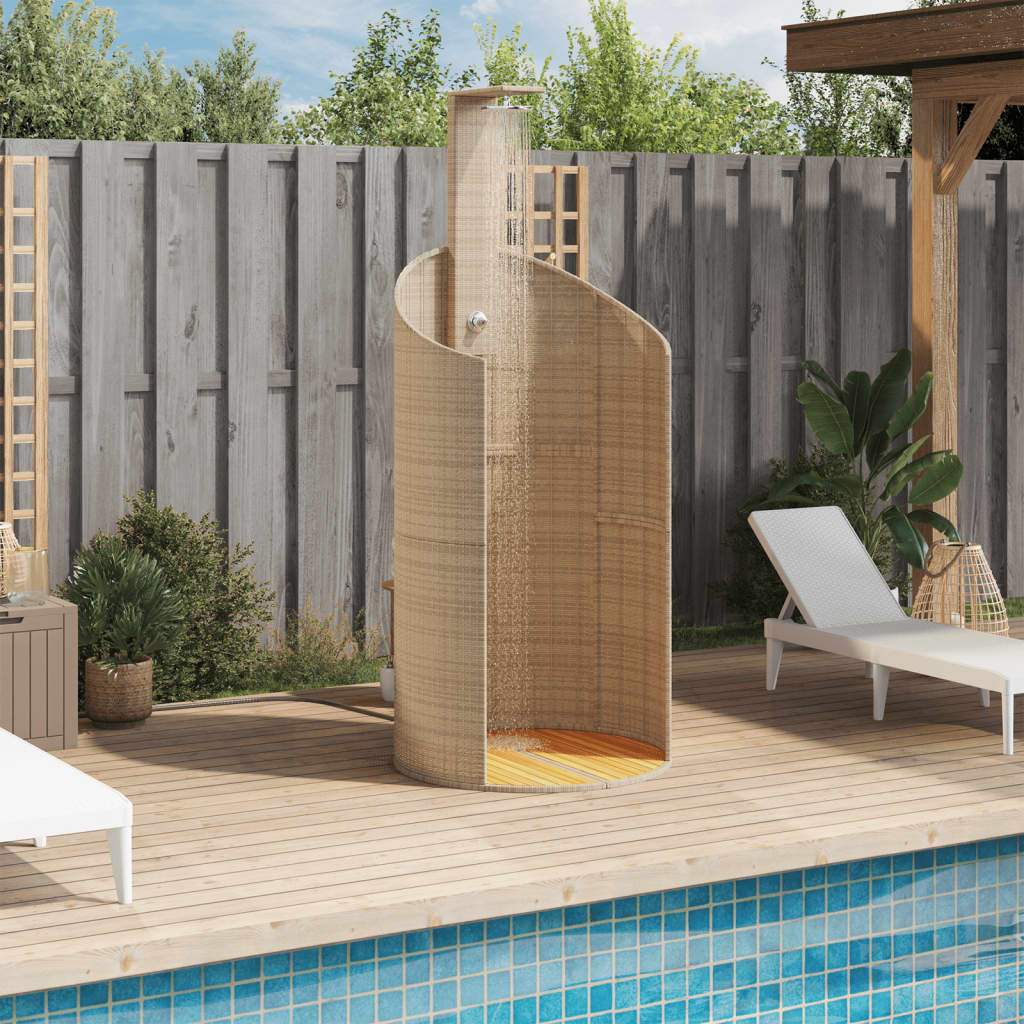 Vidaxl Outdoor Shower 100x100x241,5 cm Poly rattan i acaciahout beige