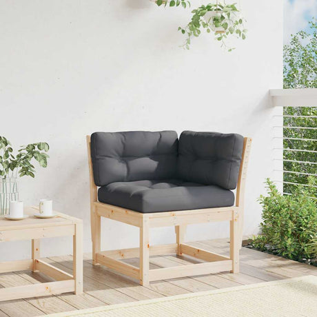 Vidaxl tuinhoekbank met kussens 73x73x78 cm massief grenenhout