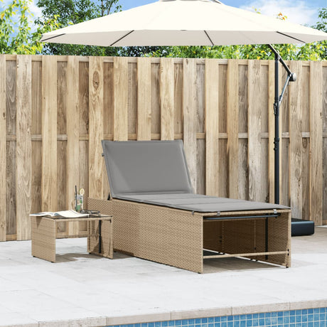 Vidaxl ligstoelen 2 st met tafel beige poly rattan