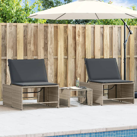 Vidaxl ligstoelen 2 st met tafel lichtgrijs poly rattan