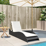 Vidaxl ligbed met kussen 60x205x73 cm poly rattan zwart