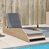 Vidaxl ligbed met kussen 60x205x73 cm poly rattan beige