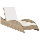 Vidaxl ligbed met kussen 60x205x73 cm poly rattan beige
