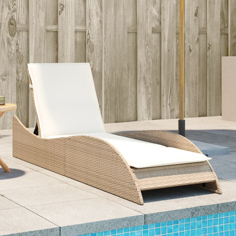 Vidaxl ligbed met kussen 60x205x73 cm poly rattan beige