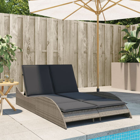 Vidaxl ligbed met kussens 114x205x73 cm poly rattan grijs