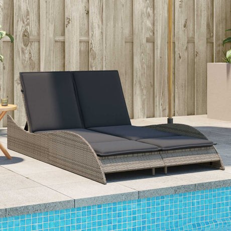 Vidaxl ligbed met kussens 114x205x73 cm poly rattan grijs