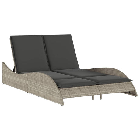 Vidaxl ligbed met kussens 114x205x73 cm poly rattan lichtgrijs