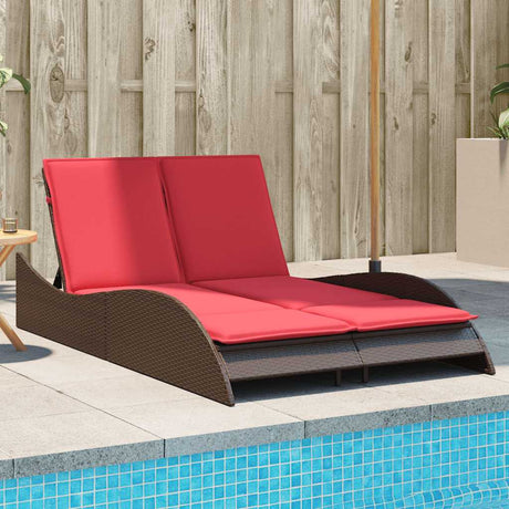 Vidaxl ligbed met kussens bruin 114x205x73 cm poly rattan