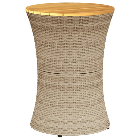Vidaxl tuinbijzettafel trommelvormig poly rattan en massief hout beige