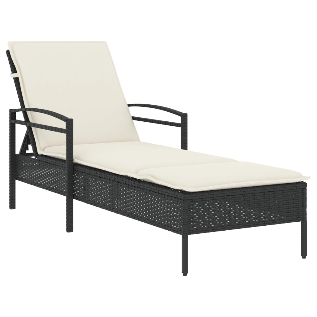 Vidaxl ligbed met kussen 63x200x81 cm poly rattan zwart