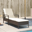 Vidaxl ligbed met kussen 63x200x81 cm poly rattan bruin