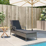 Vidaxl ligbed met kussen 63x200x81 cm poly rattan grijs