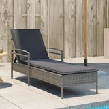 Vidaxl ligbed met kussen 63x200x81 cm poly rattan grijs