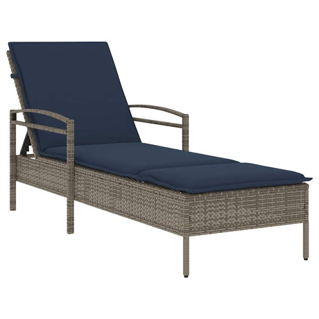 Vidaxl ligbed met kussen grijs 63x200x81 cm poly rattan