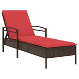 Vidaxl verstelbare zonnebank met 3 posities poly rattan bruin