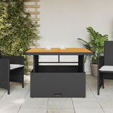Vidaxl tuintafel 110x110x71 cm poly rattan en massief acaciahout zwart