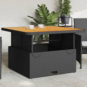 Vidaxl tuintafel 110x110x71 cm poly rattan en massief acaciahout zwart