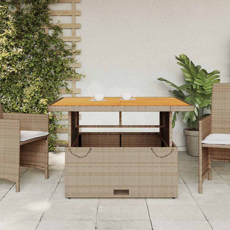 Vidaxl tuintafel 110x110x71 cm poly rattan en acaciahout beige